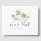 Mason Jars en Kleine Succulenten Moderne Bruiloft Gastenboek (Voorkant)