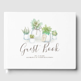 Mason Jars en Kleine Succulenten Moderne Bruiloft Gastenboek