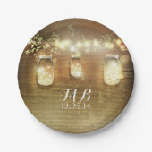 Mason Jars en String Lights Rustiek Papieren Bordje (Voorkant)
