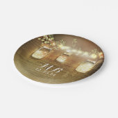 Mason Jars en String Lights Rustiek Papieren Bordje (Gekanteld)