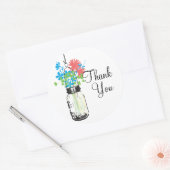 Mason Jars en Wildflowers Dank je Ronde Sticker (Envelop)