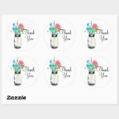 Mason Jars en Wildflowers Dank je Ronde Sticker (Vel)