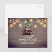 Mason Jars en Zonnebloem Rustieke Herfst Save the Aankondigingskaart (Voorkant / Achterkant)