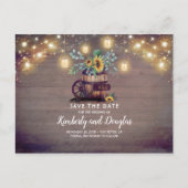 Mason Jars en Zonnebloem Rustieke Herfst Save the Aankondigingskaart (Voorkant)