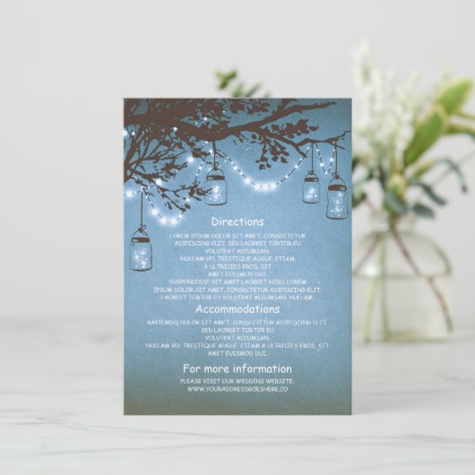 Mason Jars Fireflies Bruiloft Informatie Invoegen Informatiekaartje (Staand voorkant)