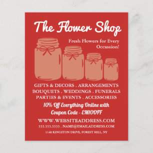 Mason Jars, Florist, Floristry Adverteren Flyer