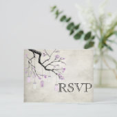 Mason Jars in Lavendel Wedding RSVP Kaart (Staand voorkant)