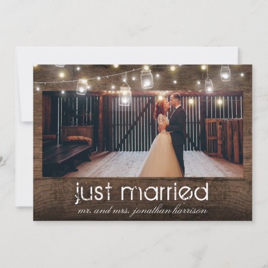 Mason Jars Lichten Foto Net Getrouwd Receptie Aankondiging (Voorkant)