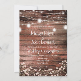 Mason Jars Lights Baby's Breath Rustic Wedding Kaart