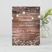 Mason Jars Lights Baby's Breath Rustic Wedding Kaart (Staand voorkant)