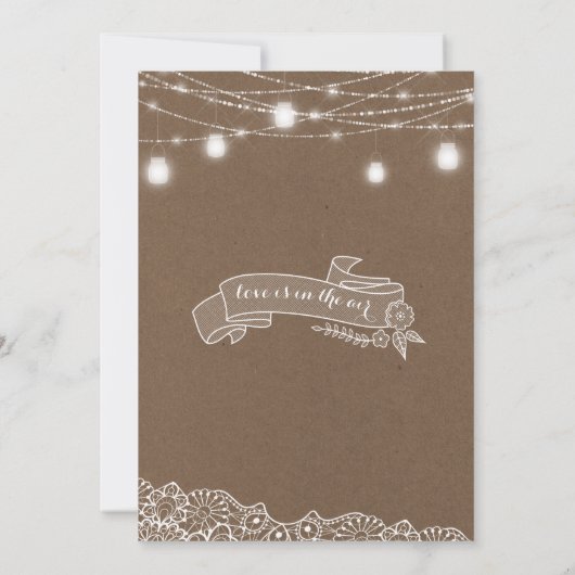 Mason Jars Lights Lace Rustieke bruiloft uitnodigi Kaart (Achterkant)