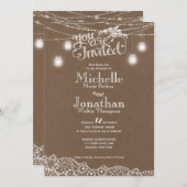 Mason Jars Lights Lace Rustieke bruiloft uitnodigi Kaart (Voorkant / Achterkant)