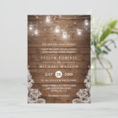 Mason Jars Lights Lace Wedding Kaart (Staand voorkant)