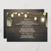 Mason Jars Lights Val Bruiloft Gast Informatie Informatiekaartje (Voorkant / Achterkant)