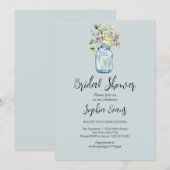 Mason Jars met Flowers Blue Vrijgezellenfeest Kaart (Voorkant / Achterkant)