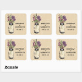 Mason Jars met Herfst Wildbloemen Vierkante Sticker (Vel)
