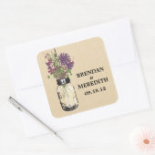 Mason Jars met Herfst Wildbloemen Vierkante Sticker (Envelop)