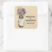 Mason Jars met Herfst Wildbloemen Vierkante Sticker (Tas)