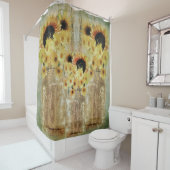 Mason Jars met Sunflower Shower Curtain Douchegordijn (In situ)