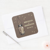 Mason Jars met vuurvliegjes Bruiloft Vierkante Sticker (Envelop)
