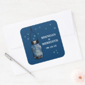 Mason Jars met vuurvliegjes Bruiloft Vierkante Sticker (Envelop)