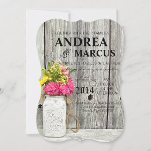 Mason Jars met Wildbloemen 5x7 bruiloft uitnodigin Kaart