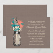 Mason Jars met Wildflowers Vrijgezellenfeest Kaart (Voorkant / Achterkant)