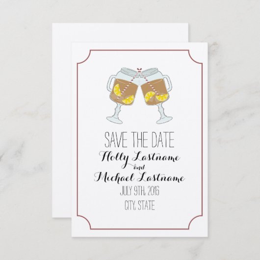 Mason Jars of Sweet Tea Wedding Save the Date (Voorkant / Achterkant)