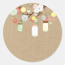 Mason Jars op Faux Burlap Sticker
