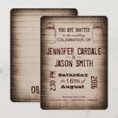Mason Jars Rustic Country Wood Wedding Invitations Kaart (Voorkant / Achterkant)