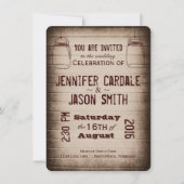 Mason Jars Rustic Country Wood Wedding Invitations Kaart (Voorkant)