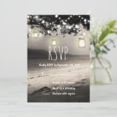 Mason Jars Slingerlicht Elegant Rustieke Bruiloft Kaart (Staand voorkant)