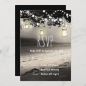 Mason Jars Slingerlichten Elegante Rustieke Bruilo Kaart (Voorkant / Achterkant)