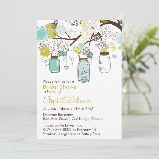 Mason Jars Spring Floral Vrijgezellenfeest Kaart (Staand voorkant)