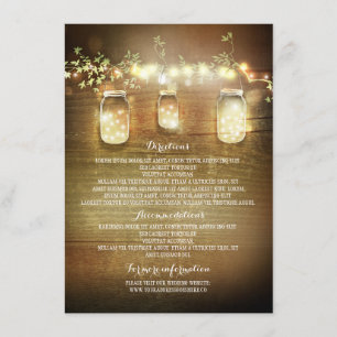 Mason Jars String Lights Bruiloft Informatie Kaart