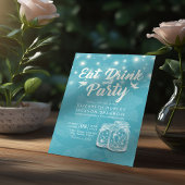 Mason Jars String Lights EAT Drink & Party Wedding Kaart