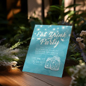 Mason Jars String Lights EAT Drink & Party Wedding Kaart