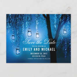 Mason Jars String Lights Elegant bewaar de datum Aankondigingskaart