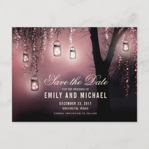 Mason Jars String Lights Elegant bewaar de datum Aankondigingskaart