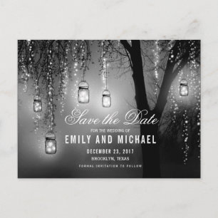 Mason Jars String Lights Elegant bewaar de datum Aankondigingskaart