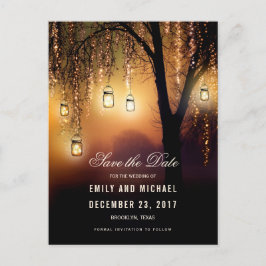 Mason Jars String Lights Elegant bewaar de datum Aankondigingskaart