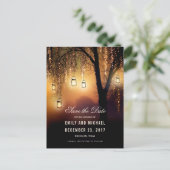 Mason Jars String Lights Elegant bewaar de datum Aankondigingskaart (Staand voorkant)