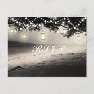 Mason Jars String Lights Elegant Rustic Wedding Briefkaart