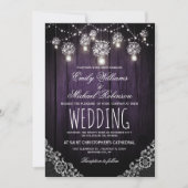 Mason Jars String Lights Elegant Rustic Wedding Kaart (Voorkant)