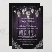 Mason Jars String Lights Elegant Rustic Wedding Kaart (Voorkant / Achterkant)