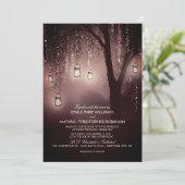 Mason Jars String Lights Elegant Rustic Wedding Kaart (Staand voorkant)