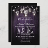 Mason Jars String Lights Elegant Rustic Wedding Kaart (Voorkant / Achterkant)