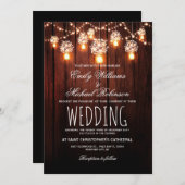 Mason Jars String Lights Elegant Rustic Wedding Kaart (Voorkant / Achterkant)