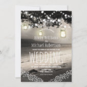 Mason Jars String Lights Elegant Rustic Wedding Kaart (Voorkant)