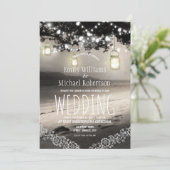 Mason Jars String Lights Elegant Rustic Wedding Kaart (Staand voorkant)